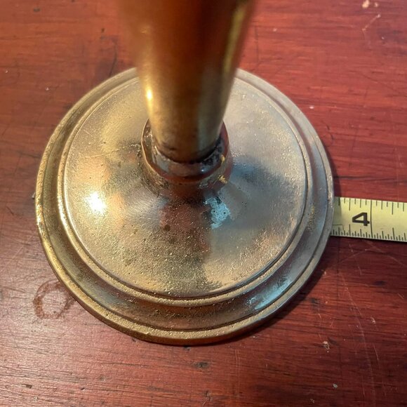 Vintage solid BRASS candelabra central stem and 2 curved arms.RUSTIC. - Picture 8 of 11